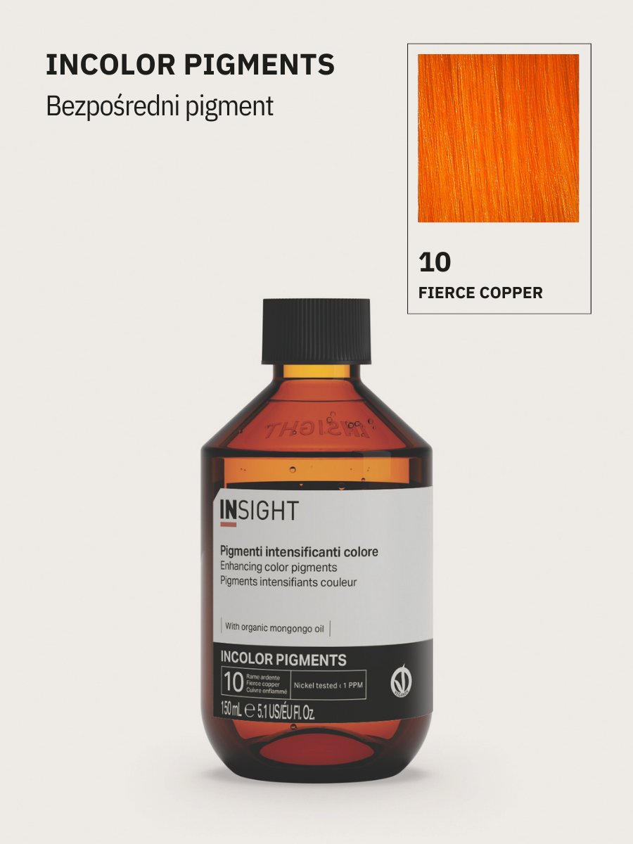 pigment do włosów miedziany, koloryzacja bez amoniaku, insight farby, pigmenty bezpośrednie