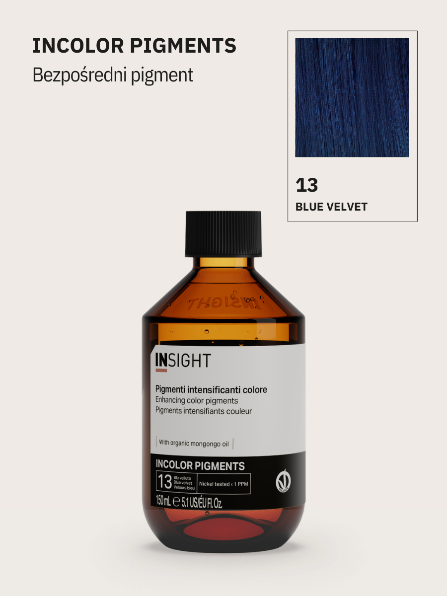 pigment do włosów niebieski, koloryzacja bez amoniaku, insight farby, pigmenty bezpośrednie