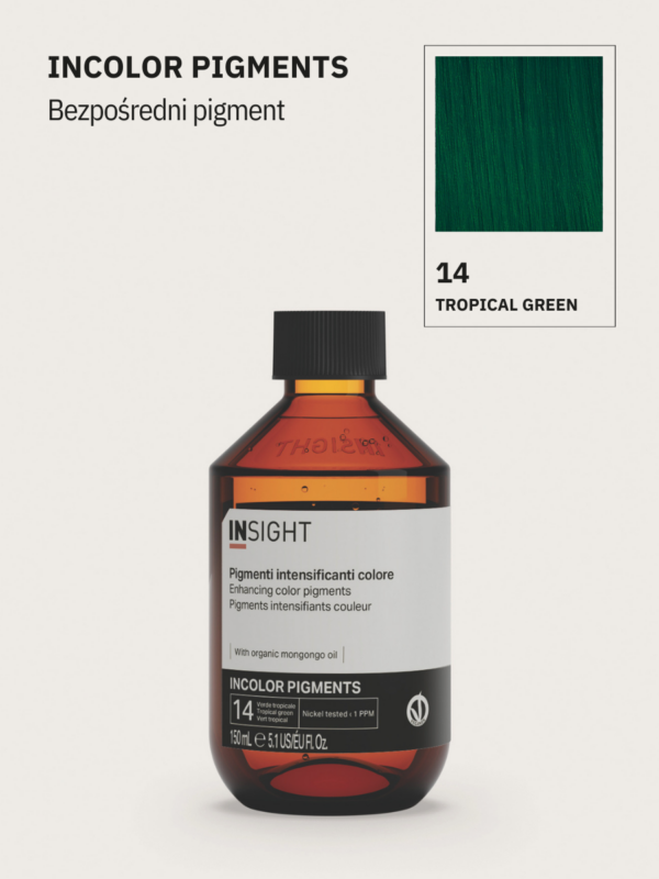 pigment do włosów zielony, koloryzacja bez amoniaku, insight farby, pigmenty bezpośrednie