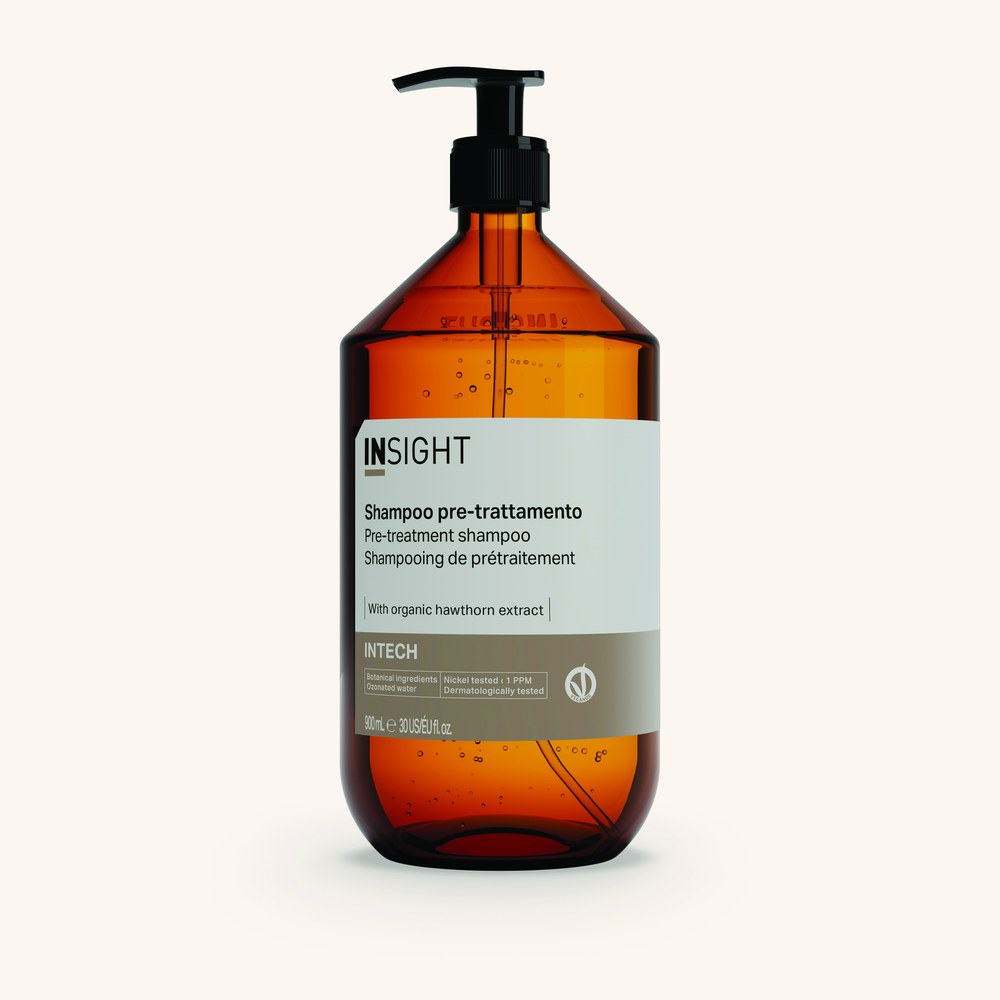 INTECH Pre-Treatment Shampoo INSIGHT - szampon przygotowujący włosy do trwałej ondulacji, 900 ml, z organicznym ekstraktem z głogu
